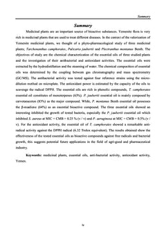 Composition chimique des huiles essentielles de plantes Yéménites