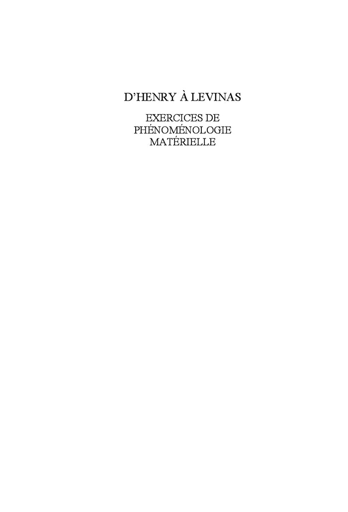 D'Henry A Levinas