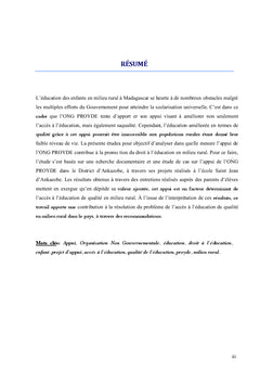 Le Droit à l'Education en Milieu Rural à Madagascar