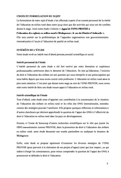 Le Droit à l'Education en Milieu Rural à Madagascar