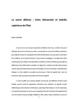 Le secret defense entre democratie et interets superieurs de l'etat