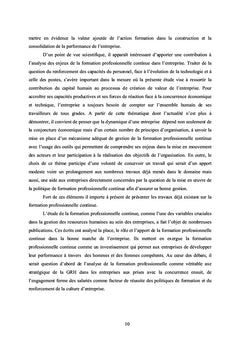 Analyse de la Formation Professionnelle et son impact en entreprise
