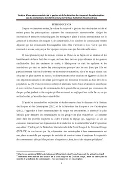 Analyse A base communautaire de la GRC: cas des inondations