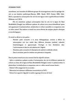 Essai de caracterisation des actinomycetes dans la wilaya de ouargla