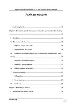 Application d'un chantier SMED/5S dans l'atelier d'injection plastique
