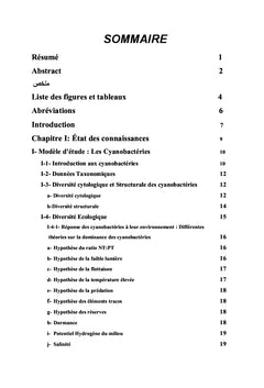 Caractérisation biochimique des cyanobactéries en culture