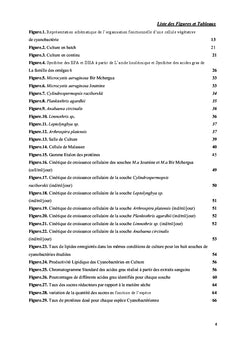 Caractérisation biochimique des cyanobactéries en culture