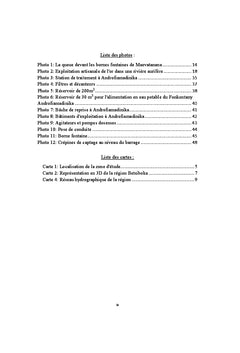 Etude de la gestion de l'adduction d'eau potable de Maevatanana