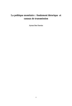 La politique monetaire: Fondement theorique et canaux de transmission