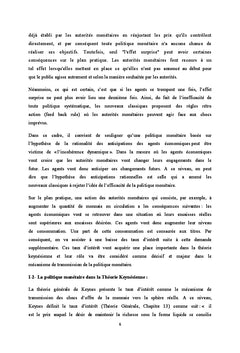 La politique monetaire: Fondement theorique et canaux de transmission