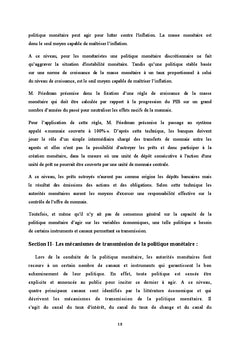 La politique monetaire: Fondement theorique et canaux de transmission