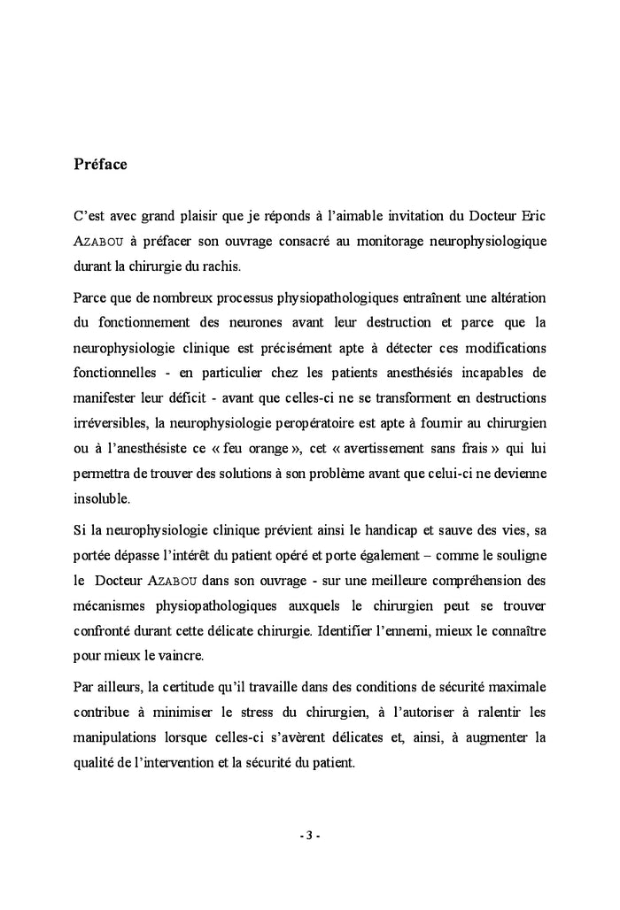 Monitorage Neurophysiologique pendant les chirurgies du rachis