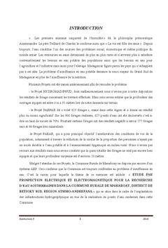Recherche d'eau souterraine dans la Commune Rurale de Masiaboay