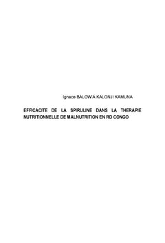Efficacite de la Spiruline dans la therapie de malnutrition en RDC