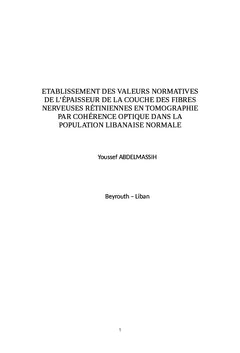 Etablissement des valeurs normative de l'épaisseur de la CFNR par OCT