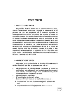 Etude de rehabilitation du perimetre irrigue d'Alasora