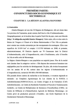 Elaboration d'un modele hydrogeologique de la plaine du lac Alaotra