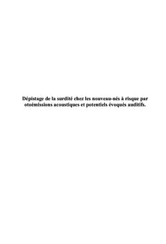 Dépistage de la surdité chez les nouveau-nés à risque par OEAP et PEAP