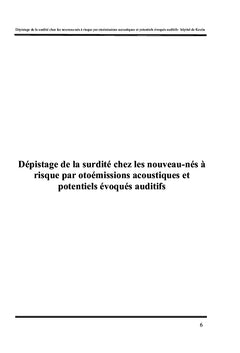 Dépistage de la surdité chez les nouveau-nés à risque par OEAP et PEAP