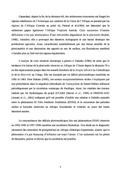Variabilite et tendances pluviometriques dans l'Ouest centrafricain