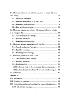 Osmose Inverse: modelisation thermodynamique et numerique