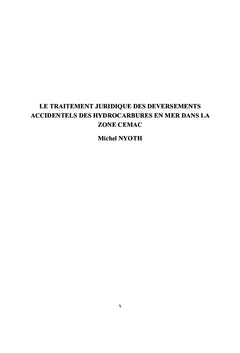 Le Traitement juridique des deversements accidentels des hydrocarbures