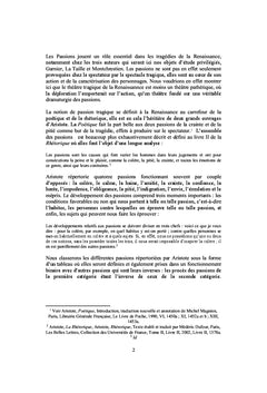 La réprésentation des passions dans les tragédies de la Renaissance