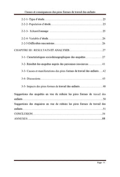 Causes et conséquences des pires formes de travail des enfants