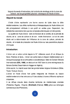 Les propriétés physico-chimiques de l'huile d'olive