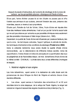 Les propriétés physico-chimiques de l'huile d'olive