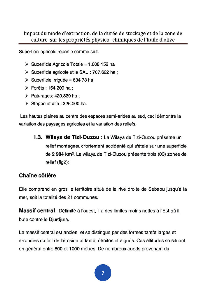 Les propriétés physico-chimiques de l'huile d'olive