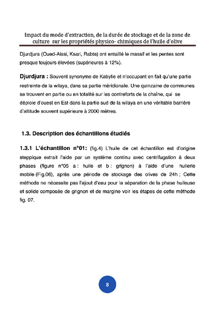 Les propriétés physico-chimiques de l'huile d'olive