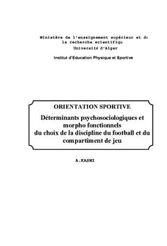 Facteurs déterminants le choix de la discipline du football