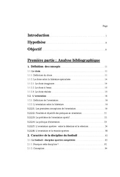 Facteurs déterminants le choix de la discipline du football