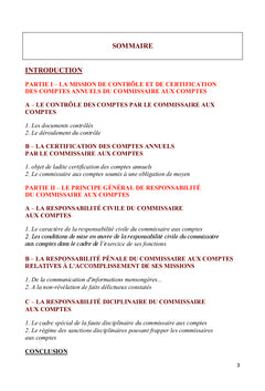 Responsabilité du Commissaire aux comptes et certification des comptes