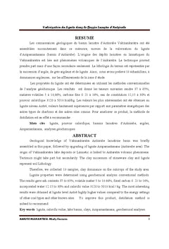 Valorisation du lignite dans le bassin d'Antsirabe