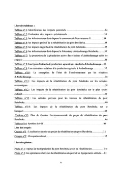 Analyse des impacts de la rehabilitation du pont Betsiboka