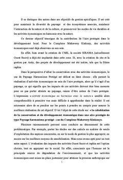 Cohabitation conservation- developpement dans une aire protegee cat.V