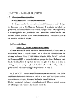 Cohabitation conservation- developpement dans une aire protegee cat.V