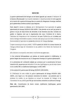 Gestion operationnelle du barrage HASSAN ADD-AKHIL