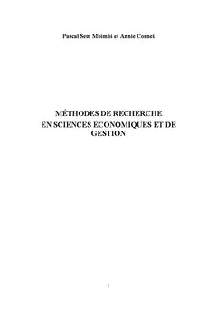 Méthodes de recherche en sciences économiques et de gestion