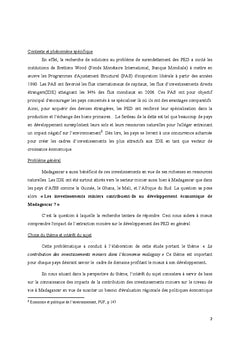 Contribution des investissements miniers dans l'economie Malagasy