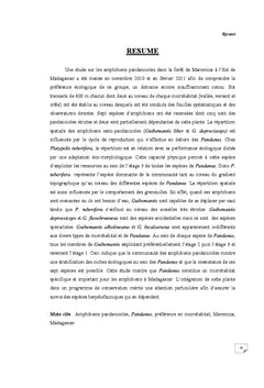 La communaute des amphibiens pandanicoles dans la foret de Maromizaha