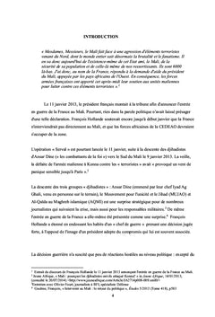 L'Entrée en Guerre de la France au Mali