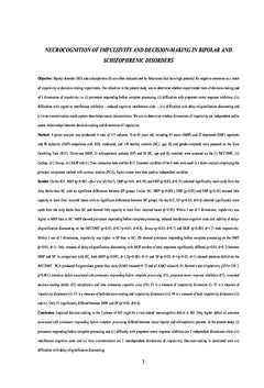 Neurocognition de l'impulsivité et des stratégies de prise de décision