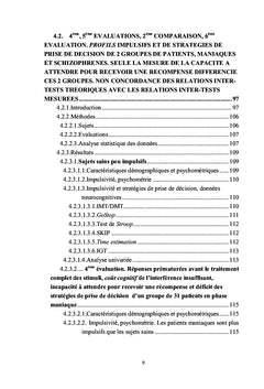 Neurocognition de l'impulsivité et des stratégies de prise de décision
