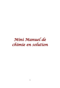 Mini manuel de chimie en solution