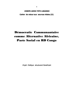 Démocratie communautaire comme alternative africaine, pacte social en RD Congo