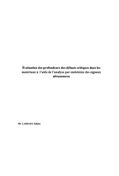 Evaluation acoustique des profondeurs des defauts dans les materiaux