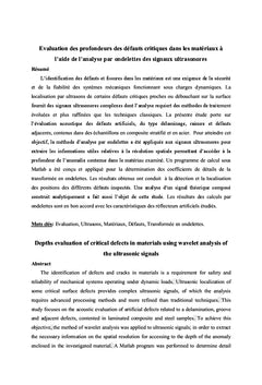 Evaluation acoustique des profondeurs des defauts dans les materiaux